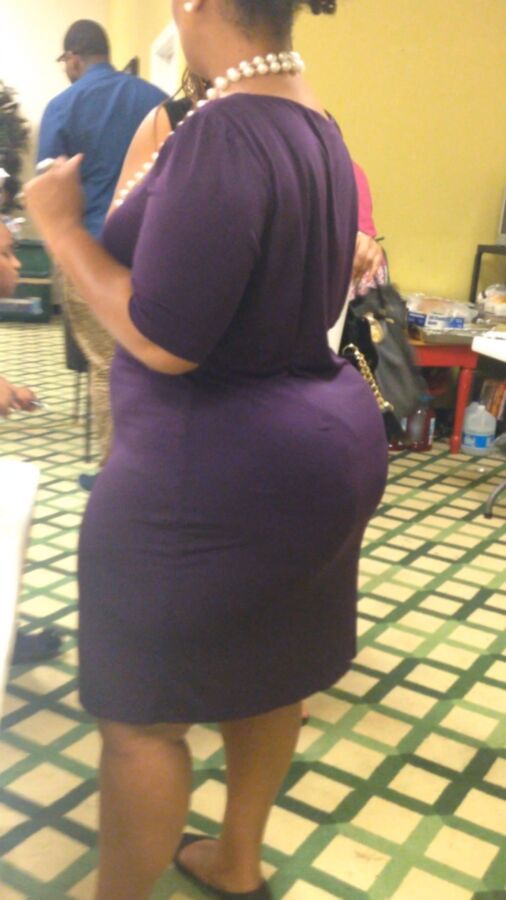 Free porn pics of Enormous BBW Ebony Ass in Purple Dress 7 of 29 pics