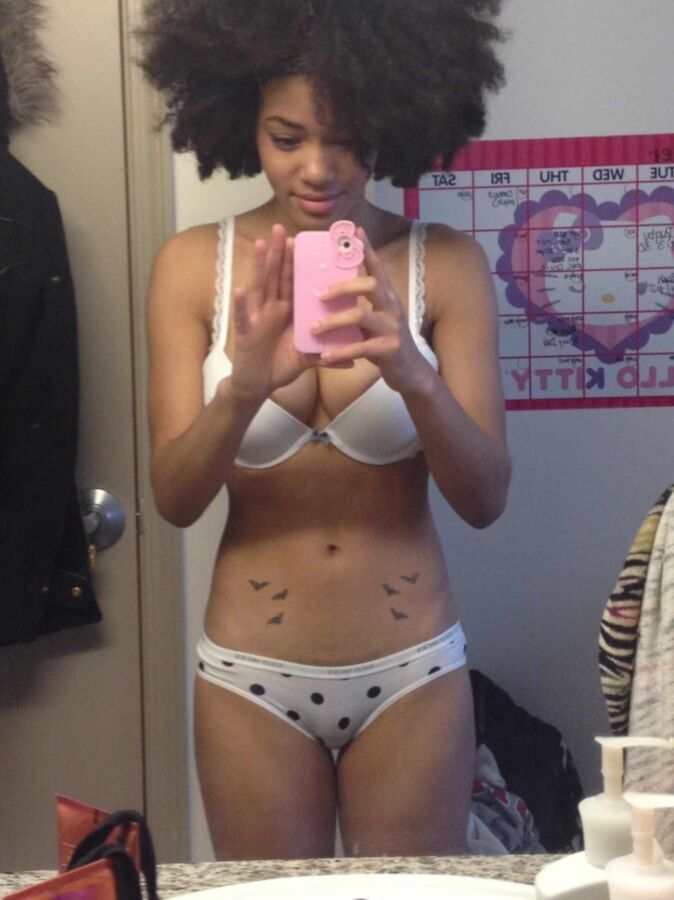 Free porn pics of Ebony teen selfie in panties - which is your favorite? 9 of 9 pics