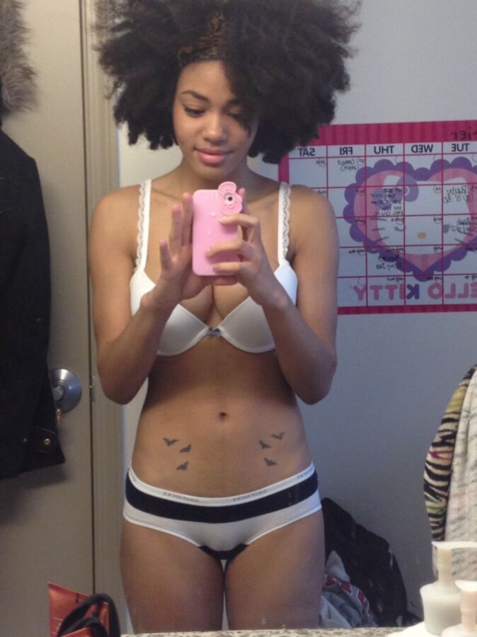 Free porn pics of Ebony teen selfie in panties - which is your favorite? 3 of 9 pics