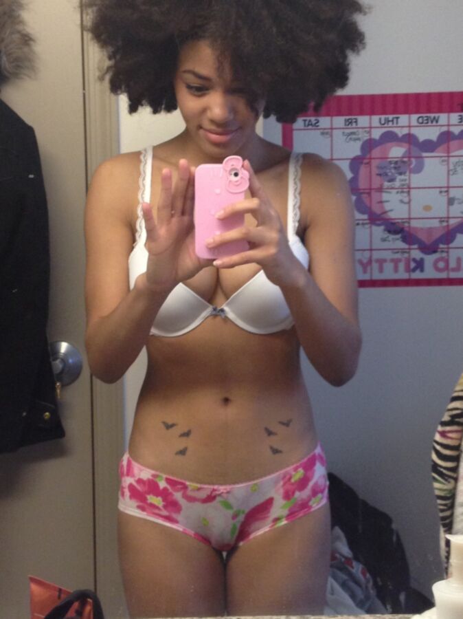 Free porn pics of Ebony teen selfie in panties - which is your favorite? 5 of 9 pics