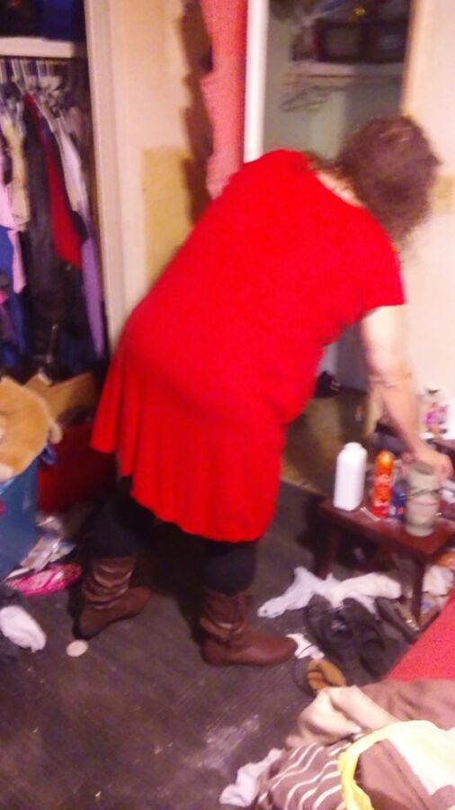 Free porn pics of Wifes-Red-Dress-Legging-Boots-For-Your-Comments 3 of 25 pics