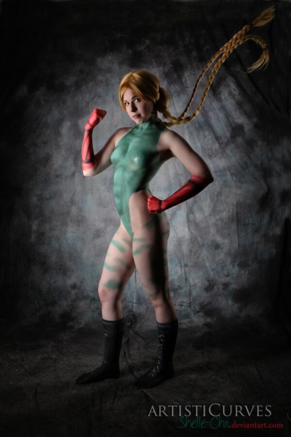 Free porn pics of Cammy Street Fighter Cosplay Body Paint Art 20 of 34 pics