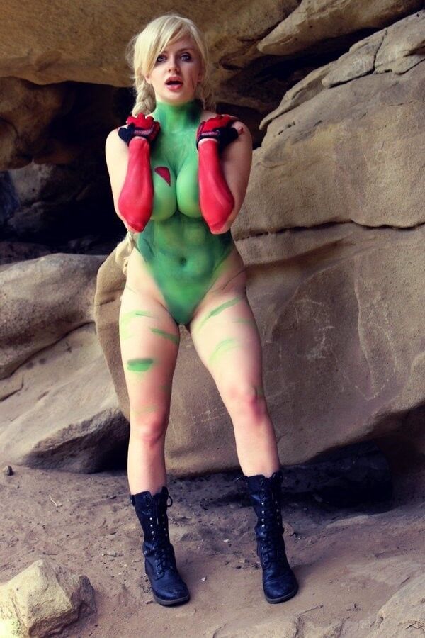 Free porn pics of Cammy Street Fighter Cosplay Body Paint Art 23 of 34 pics