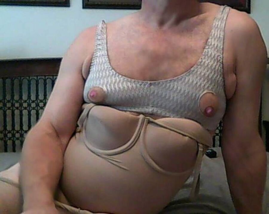 Free porn pics of Sissy in pantyhose, corset, butt plug, nipple-cutout bra 20 of 24 pics