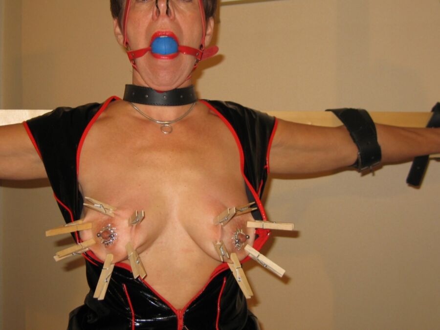 Free porn pics of Slave lotte with nose hook, tit torture with needles and clamps 7 of 24 pics