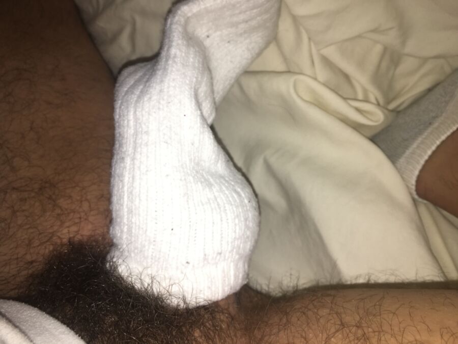 Free porn pics of stroking in the softest white sock ever 12 of 44 pics