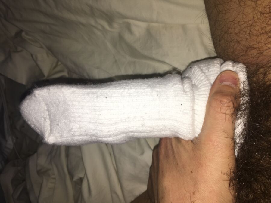 Free porn pics of stroking in the softest white sock ever 18 of 44 pics