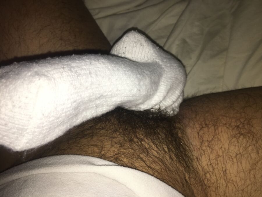 Free porn pics of stroking in the softest white sock ever 16 of 44 pics