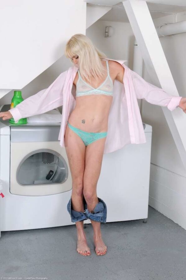 Free porn pics of Barefoot Blonde Laundry MILF Strips Naked & Fucks 8 of 100 pics