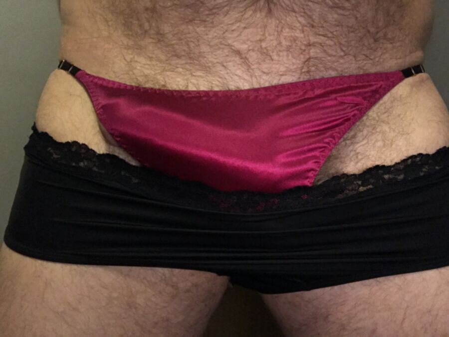 Free porn pics of Double Panty - Red Silk Thong & Black Nylon Hipsters 18 of 19 pics