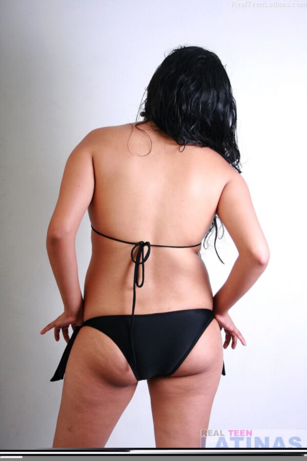Free porn pics of Chuby latina Lorena in her black bikini casting 4 of 15 pics