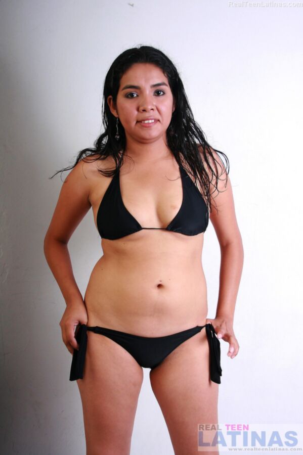 Free porn pics of Chuby latina Lorena in her black bikini casting 1 of 15 pics