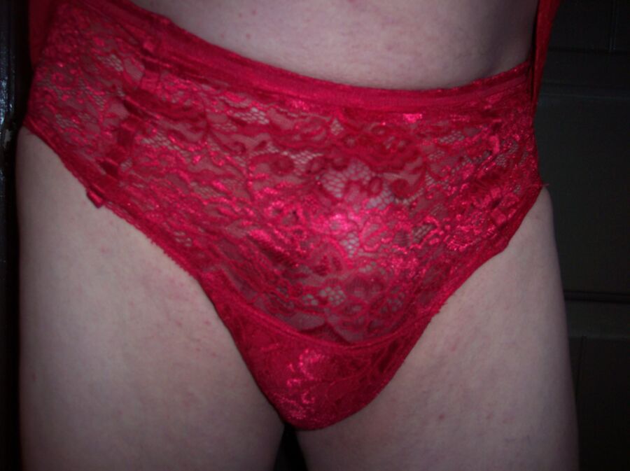 Free porn pics of LaceyLoveCD Red Satin Lingerie 12 of 50 pics