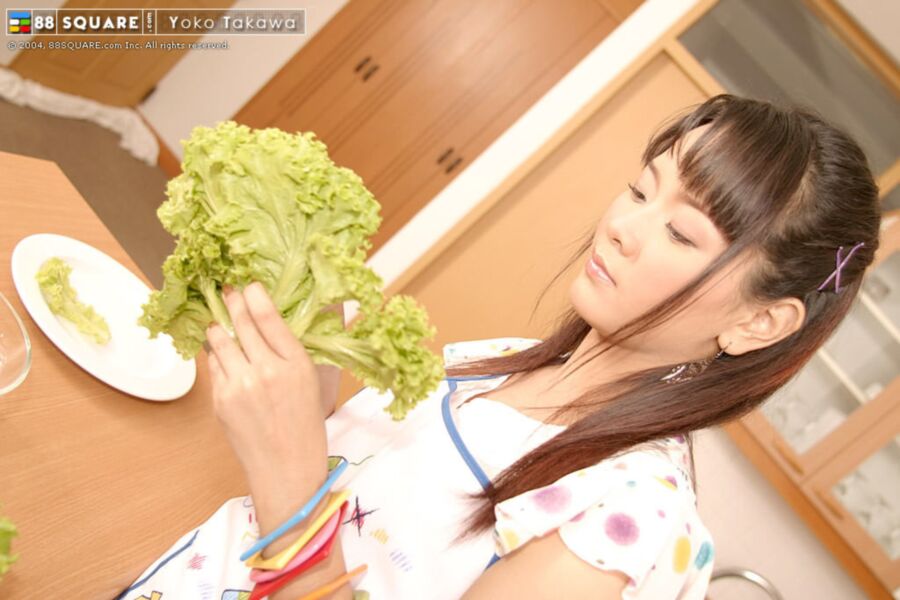 Free porn pics of yoko gets aroused making a salad so fucks a cucumber 14 of 87 pics