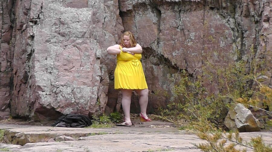 Free porn pics of bbw in  yellow dress 17 of 32 pics