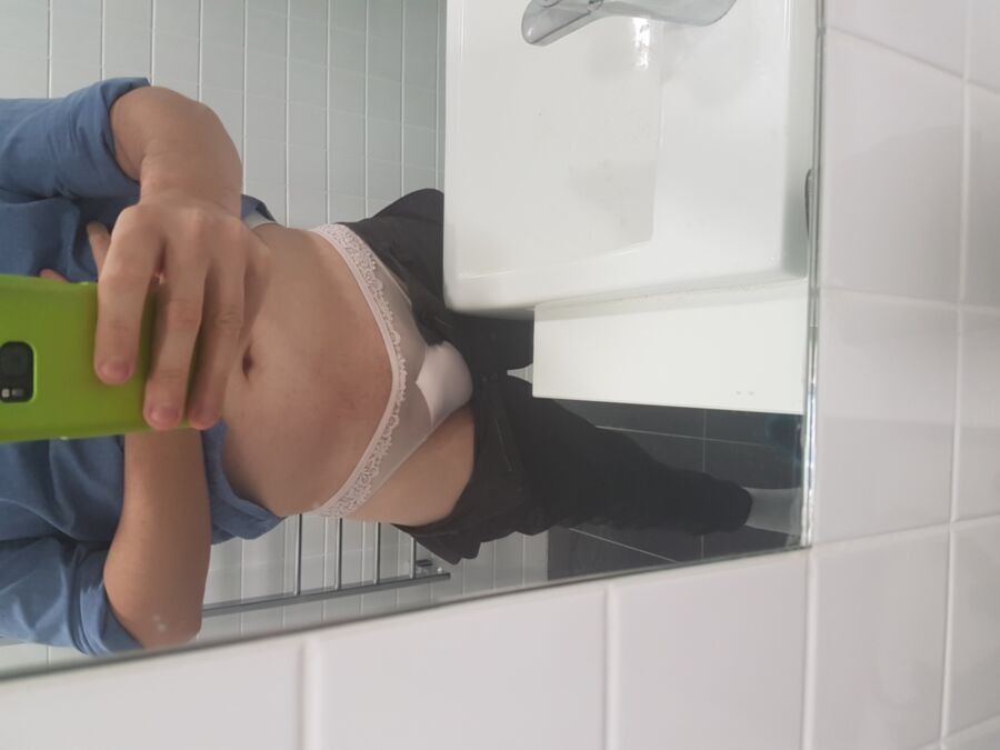 Free porn pics of Under-dressing at work in the bathroom 1 of 28 pics