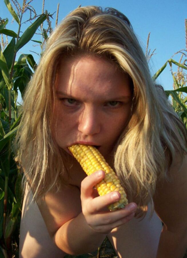 Free porn pics of Young blonde chubby stripping in corn field 16 of 16 pics