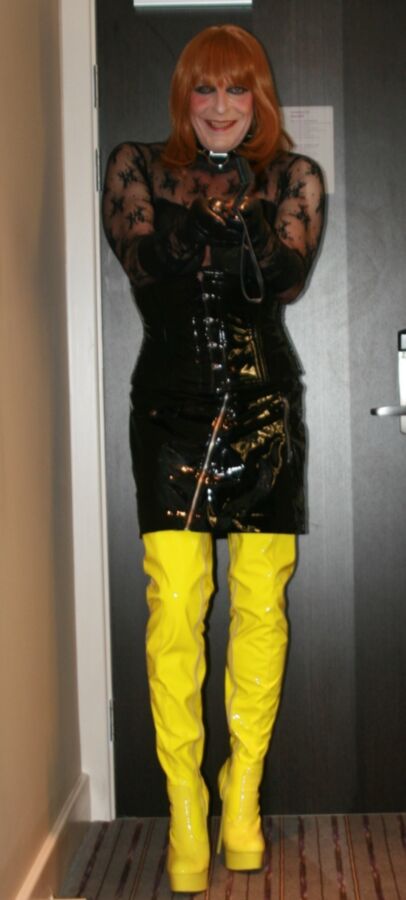 Free porn pics of I love my yellow thigh high boots 4 of 18 pics