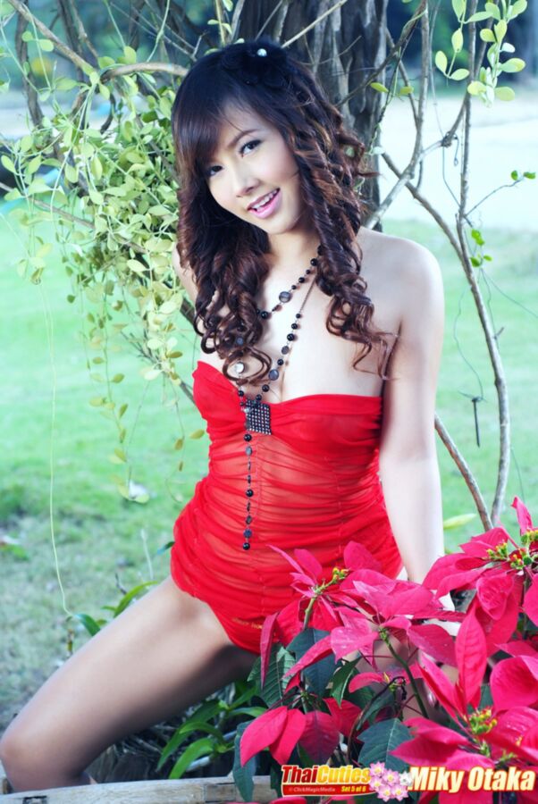 Free porn pics of Asian miky otaka in a red dress 19 of 24 pics