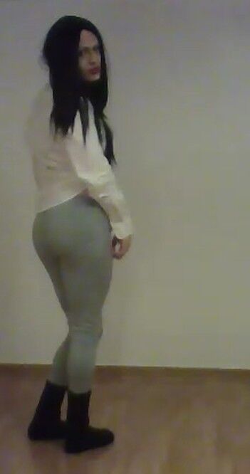 Free porn pics of Lena Michelle - blue skirt, grey leggings, black hair 18 of 30 pics