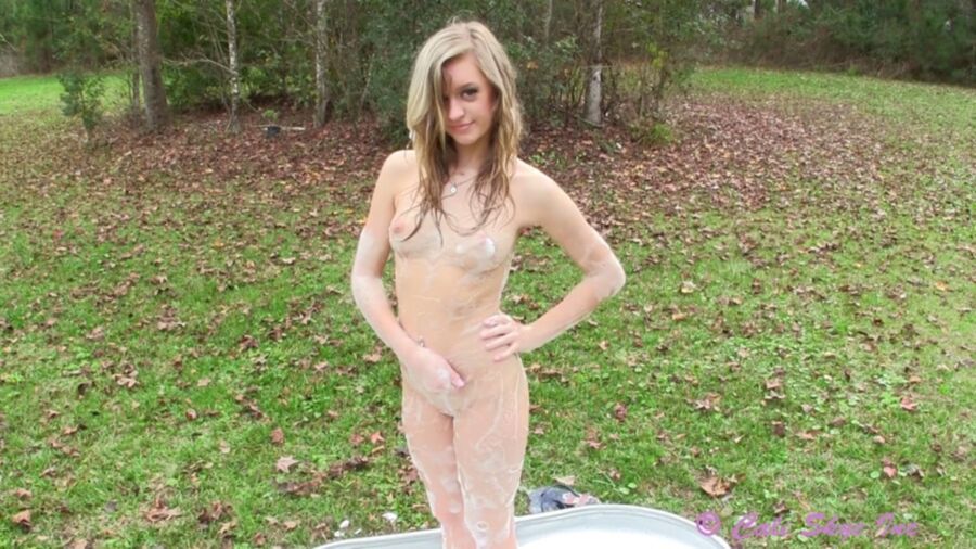 Free porn pics of cali skye takes bubble bath outside 22 of 33 pics