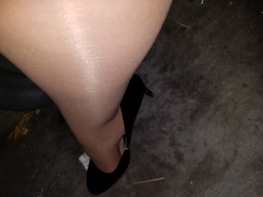 Free porn pics of Date night skirt hose and heels 5 of 26 pics