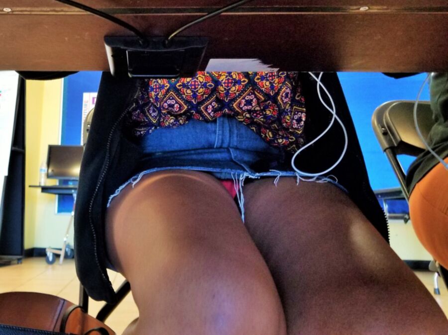 Free porn pics of Sitting upskirt of college student from India 18 of 18 pics