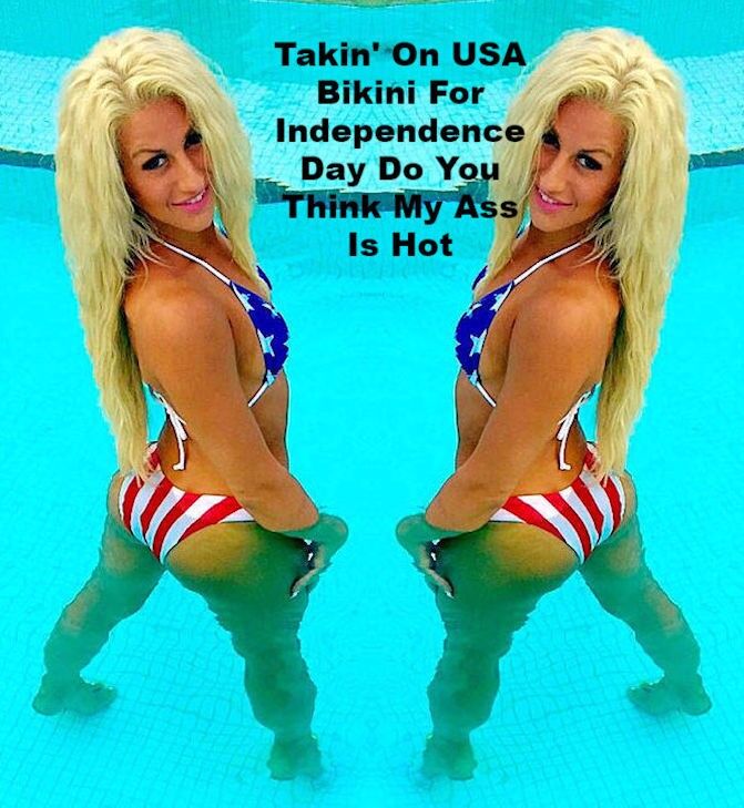 Free porn pics of Suzie Takes On Tight USA Bikini For Independence Day 13 of 14 pics