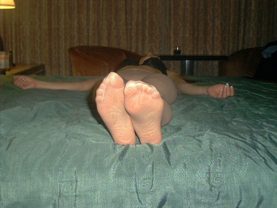 Free porn pics of Knocked out, stripped, tied up in nude pantyhose 7 of 16 pics