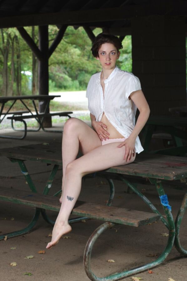 Free porn pics of Short haired cutie masturbating and spanking in the park 3 of 88 pics