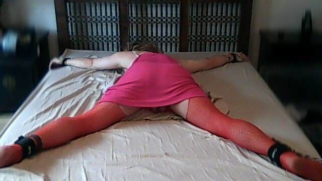 Free porn pics of Helpless Sissy Crossdresser in bondage on bed 1 of 23 pics