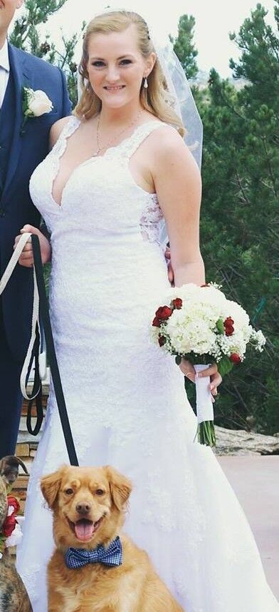 Free porn pics of Bride with huge tits shows cleavage in wedding dress 1 of 5 pics