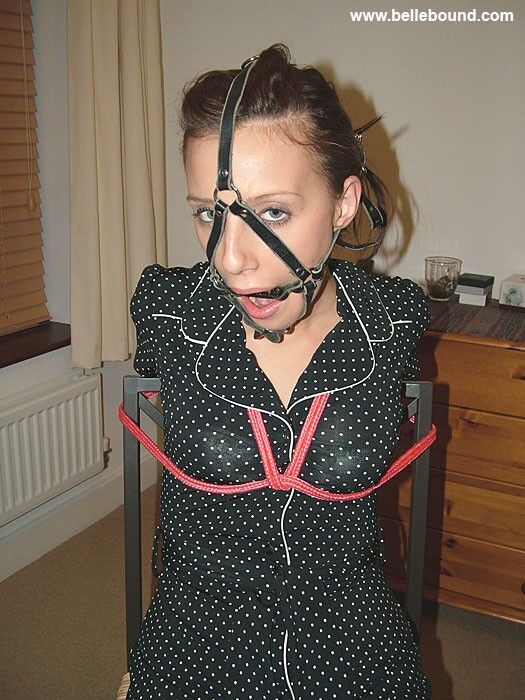 Free porn pics of Chrissy - Chair tied, ball-gagged barefoot in a polka dot dress 19 of 35 pics