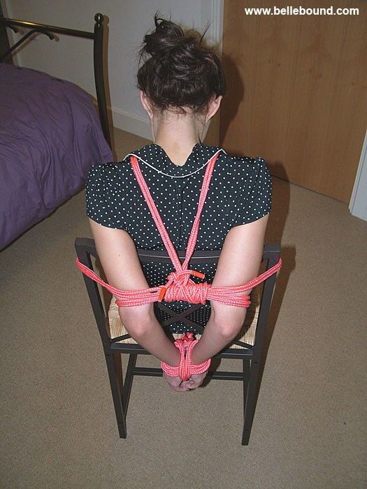 Free porn pics of Chrissy - Chair tied, ball-gagged barefoot in a polka dot dress 5 of 35 pics