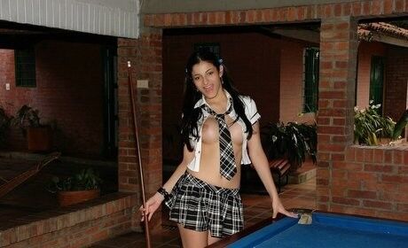 Free porn pics of Latina teen in schoolgirl uniform gives blowjob and gets fucked  3 of 15 pics