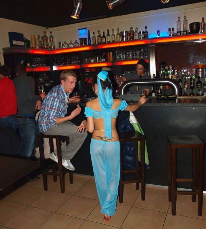 Free porn pics of Stunning Asian babe gets naked in a bar 6 of 28 pics