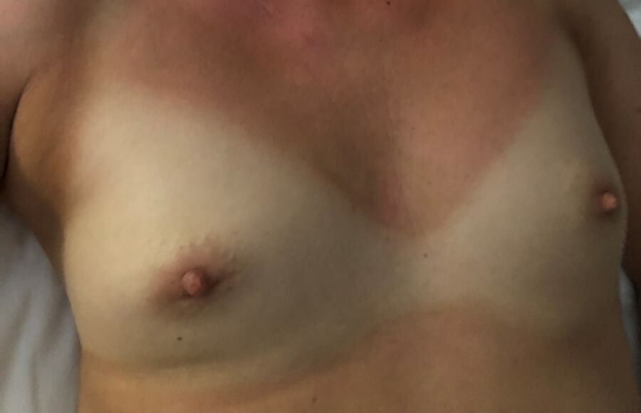 Free porn pics of My Susis tanned body and white tiny tits!!! 4 of 6 pics