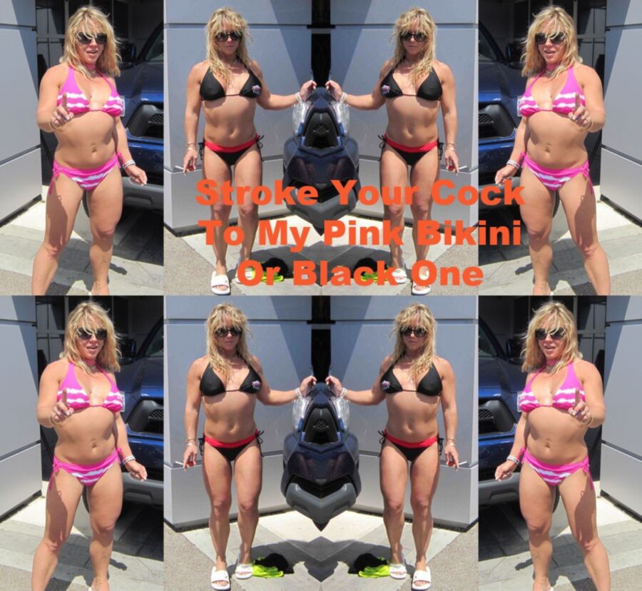 Free porn pics of Melanie Car Wash Pink & Black Bikinis Jerk Challenge 9 of 15 pics