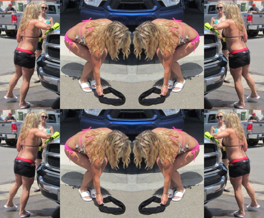 Free porn pics of Melanie Car Wash Pink & Black Bikinis Jerk Challenge 2 of 15 pics