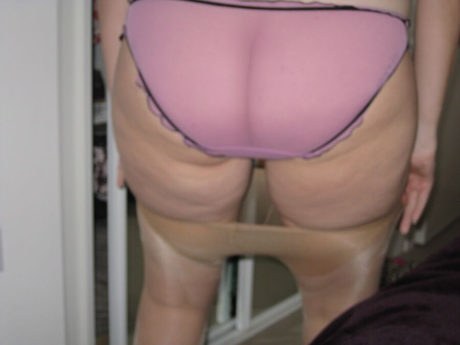 Free porn pics of My wife in see through pink knickers and tights 1 of 24 pics