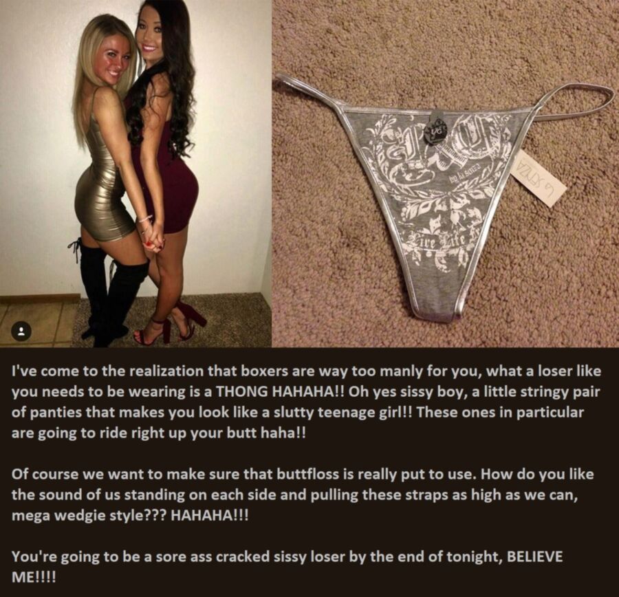 Free porn pics of Humiliating Panty Captions: Requested by Sissywedgies 3 of 6 pics
