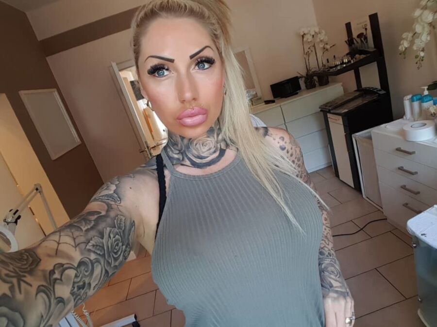 Free porn pics of Tattooed German Bimbo With Fake Lips 9 of 52 pics