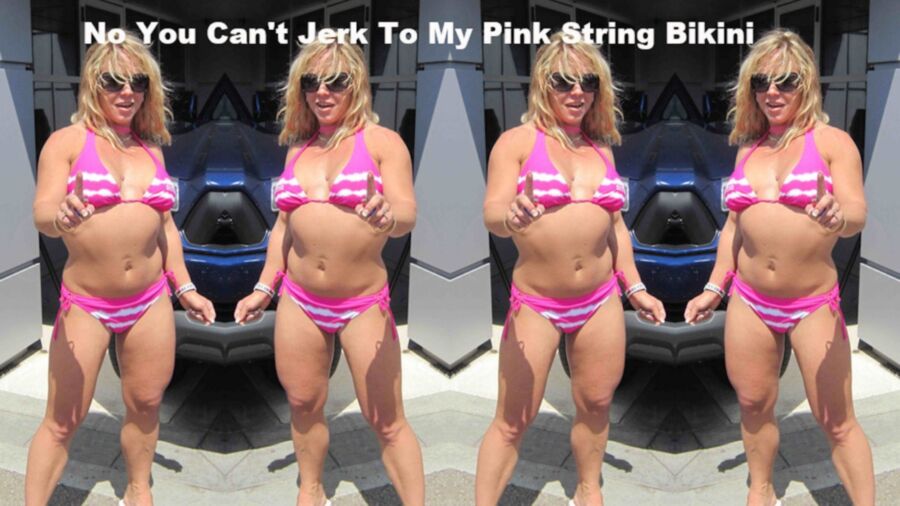 Free porn pics of Melanie Takes On Cock Hardening Pink String Bikini 18 of 77 pics