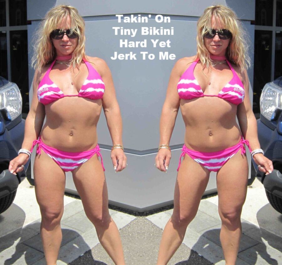 Free porn pics of Melanie Takes On Cock Hardening Pink String Bikini 19 of 77 pics
