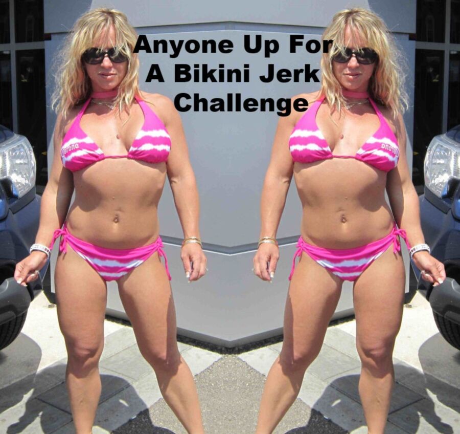 Free porn pics of Melanie Takes On Cock Hardening Pink String Bikini 15 of 77 pics