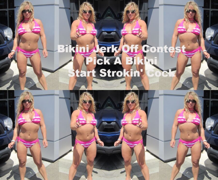 Free porn pics of Melanie Takes On Cock Hardening Pink String Bikini 14 of 77 pics