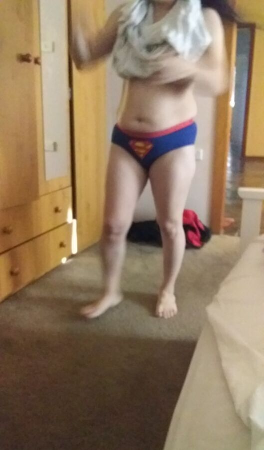 Free porn pics of Wife in Super Man Panties Getting changed Unaware 19 of 24 pics