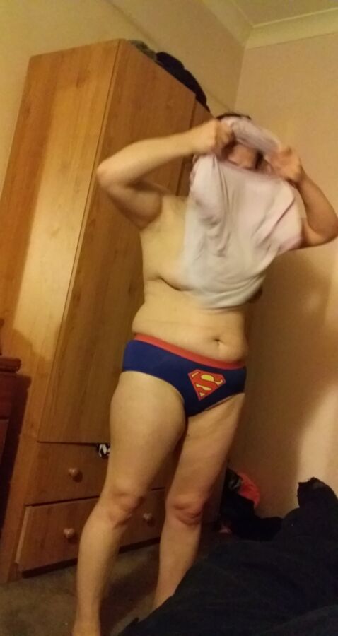 Free porn pics of Wife in Super Man Panties Unaware 17 of 23 pics