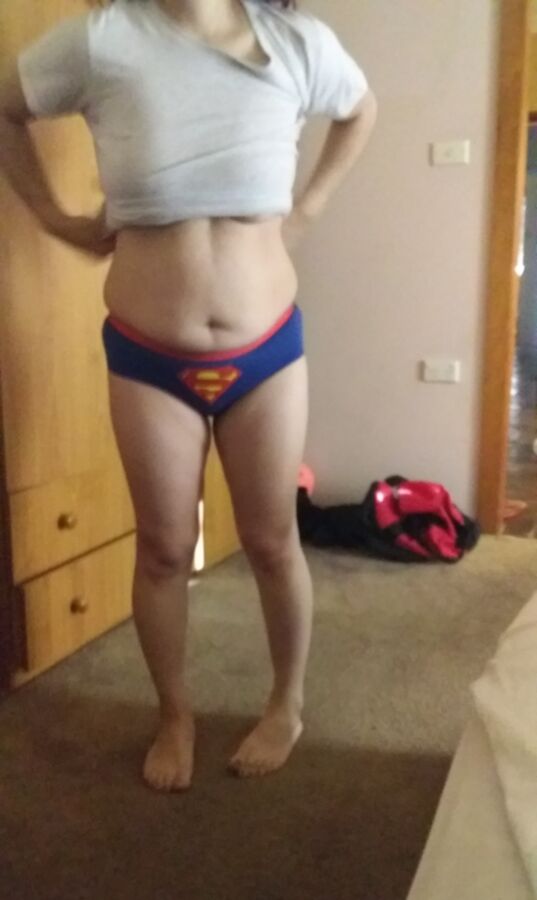 Free porn pics of Wife in Super Man Panties Getting changed Unaware 13 of 24 pics