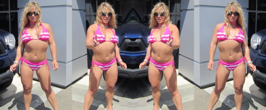 Free porn pics of Melanie Takes On Cock Hardening Pink String Bikini 21 of 77 pics